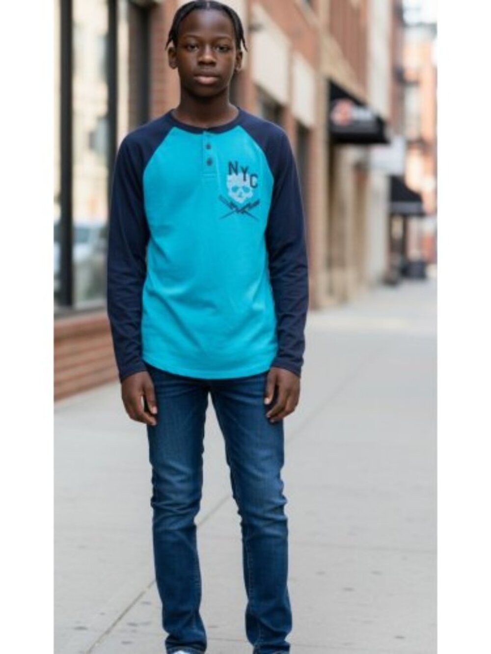 NWT Blue Raglan Sleeve URBAN PIPELINE Rugby Top Boys XLARGE Size 16-18